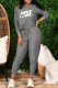 Grey Fashion Casual Print Patchwork O Neck Long Sleeve Two Pieces