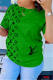 Dark Green Fashion Casual Print Basic O Neck T-Shirts