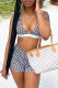 Black Fashion Sexy Print Backless Halter Sleeveless Two Pieces