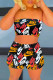Black Sexy Casual Print Backless Strapless Sleeveless Two Pieces