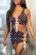 Colour Fashion Sexy Print Hollowed Out Strap Design V Neck Sleeveless Two Pieces