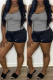 Grey Casual Sportswear Solid Embroidered U Neck Sleeveless Two Pieces