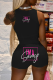 Black Casual Print Patchwork O Neck Sleeveless Two Pieces
