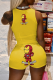 Yellow Casual Print Patchwork O Neck Sleeveless Two Pieces