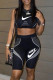 Black Casual Sportswear Print Vests O Neck Sleeveless Two Pieces