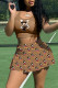 Brown Sexy Sportswear Print Vests U Neck Sleeveless Two Pieces