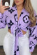 Purple Fashion Casual Print Bandage V Neck Tops