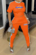 Orange Casual Print Patchwork O Neck Short Sleeve Two Pieces
