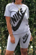Grey Casual Print Patchwork O Neck Short Sleeve Two Pieces