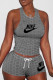 Grey Casual Sportswear Embroidery Vests O Neck Sleeveless Two Pieces
