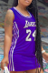 Purple Sportswear Print Patchwork O Neck Straight Dresses