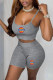 Grey Casual Embroidery Patchwork U Neck Sleeveless Two Pieces