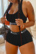 Black Casual Sportswear Solid Letter U Neck Sleeveless Two Pieces