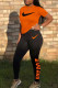 Orange Fashion Sportswear Print Basic O Neck Short Sleeve Two Pieces