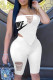 White Sexy Casual Embroidery Ripped Backless Strapless Sleeveless Two Pieces