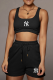 Black Casual Print Patchwork U Neck Sleeveless Two Pieces