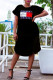 Black Fashion Casual Print Basic O Neck Short Sleeve Dress