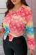 Multicolor Fashion Casual Print Basic Turndown Collar Tops