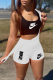 White Casual Print Patchwork Spaghetti Strap Sleeveless Two Pieces