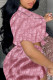 Pink Fashion Casual Basic Short Sleeve Two Pieces (With Turban)