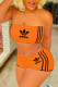 Orange Casual Solid Printing Strapless Two Pieces