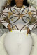 White Fashion Sexy Print See-through O Neck Tops