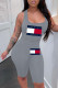 Grey Casual Sportswear Print Patchwork U Neck Sleeveless Two Pieces