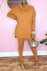 Orange Casual Solid Split Joint Turtleneck Long Sleeve Two Pieces