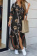 Black Fashion Casual Print Patchwork Turndown Collar Irregular Dresses