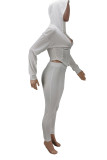 Pink Fashion Casual Solid Asymmetrical Hooded Collar Long Sleeve Two Pieces