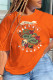 Orange Fashion Party Print Patchwork O Neck T-Shirts