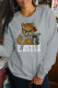Grey Party Cute Character Patchwork O Neck Tops