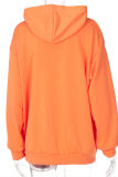 Orange Fashion Casual Hot Drilling Basic Hooded Collar Tops