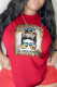 Red Fashion Party Print Patchwork O Neck T-Shirts
