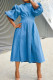 Light Blue Fashion Casual Solid Patchwork Half A Turtleneck A Line Dresses