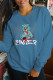 Blue Street Cute Character Patchwork O Neck Tops