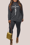 Blue Fashion Casual Print Basic Turtleneck Long Sleeve Two Pieces
