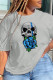 Grey Casual Party Print Patchwork O Neck T-Shirts