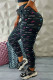 Black Fashion Sexy Print Patchwork Mid Waist Pencil Bottoms