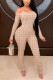 White Fashion Sexy Print Backless Bateau Neck Regular Jumpsuits