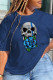 Navy Blue Casual Party Print Patchwork O Neck T-Shirts