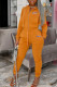Earth Yellow Fashion Casual Print Patchwork Hooded Collar Long Sleeve Two Pieces