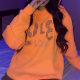 Orange Fashion Casual Hot Drilling Basic Hooded Collar Tops