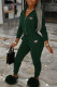 Ink Green Fashion Casual Print Patchwork Hooded Collar Long Sleeve Two Pieces