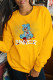 Yellow Street Cute Character Patchwork O Neck Tops