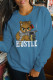 Blue Party Cute Character Patchwork O Neck Tops
