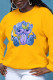 Yellow Casual Sweet Print Patchwork O Neck Tops