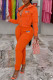 Orange Fashion Casual Print Patchwork Hooded Collar Long Sleeve Two Pieces
