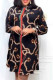 Black Fashion Elegant Print Patchwork Turndown Collar A Line Dresses