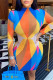 Yellow Sexy Casual Print Basic Half A Turtleneck Long Sleeve Dresses